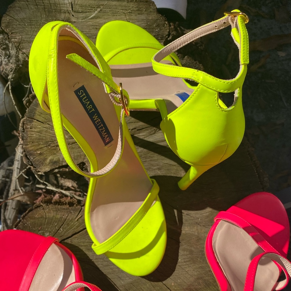 Neon Yellow Strappy Heels by Stuart Weitzman